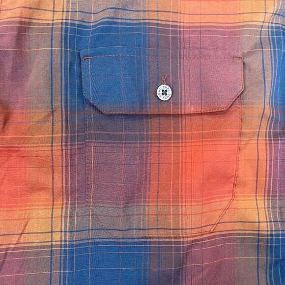 Kühl Mens Shirt Large Plaid Short-Sleeve Button-Up Orange Born in the Mountains - Picture 9 of 12